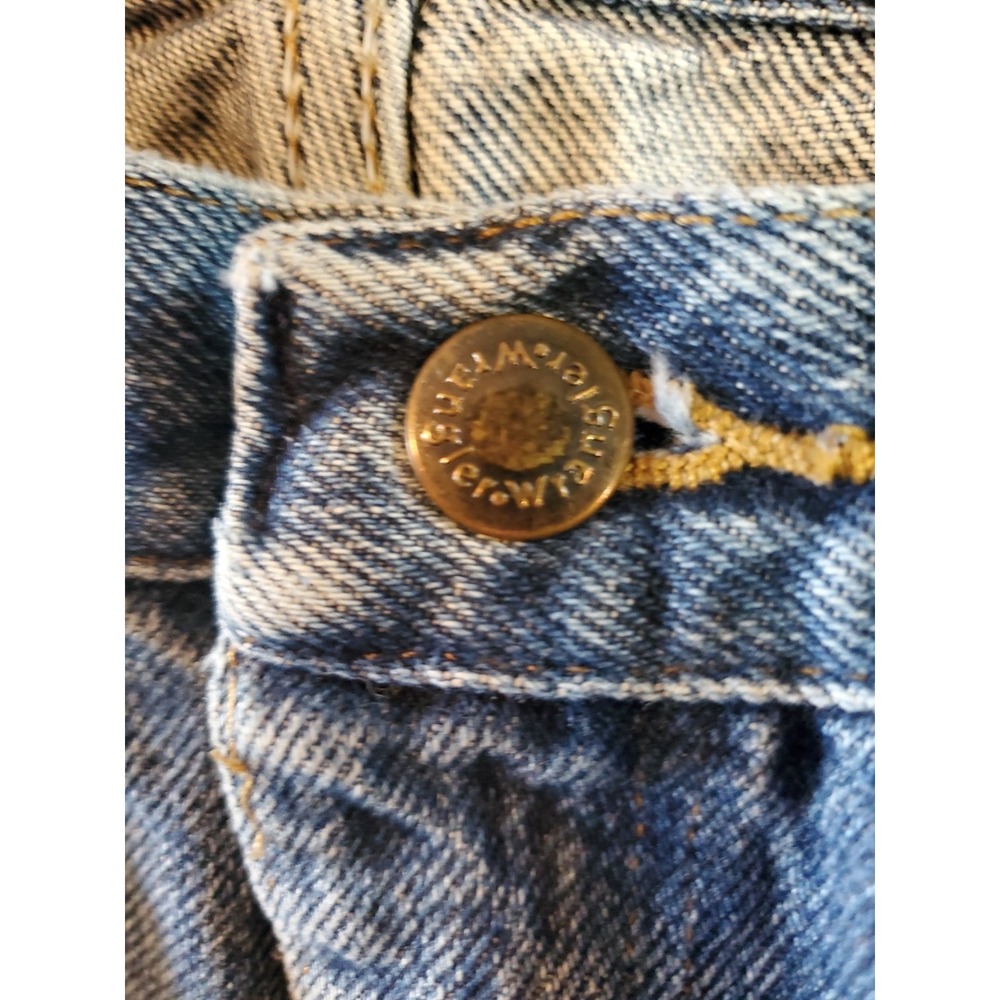 EUC Wrangler 5 Star Jeans Stonewash Blue Denim Mens 34x30 Straight Leg 96501MR - Picture 2 of 5
